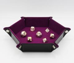 Foam Brain: Leatherette & Velvet Dice Tray (Black w/ Magenta Hex)